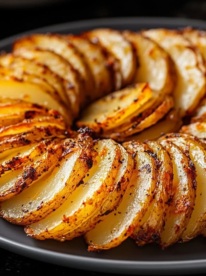 Air fryer sliced potatoes served in a bowl, showcasing their crispy texture.