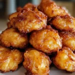 Crispy and golden Amish onion fritters served on a plate