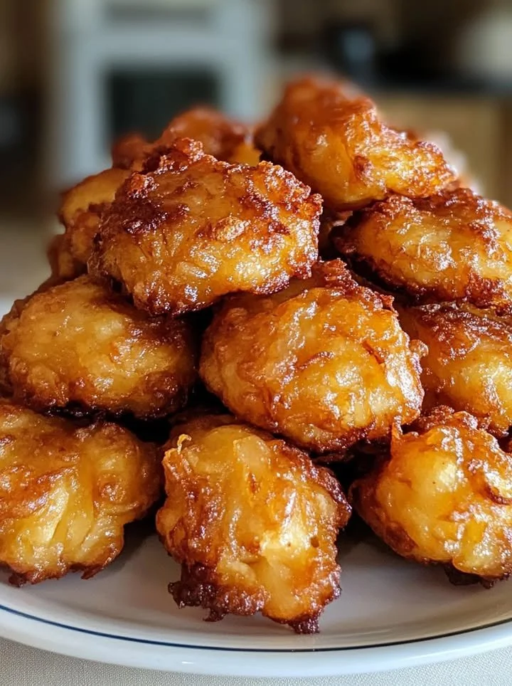 Crispy and golden Amish onion fritters served on a plate