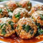 Baked chicken ricotta meatballs served with marinara sauce
