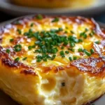 Baked cottage cheese eggs served on a plate with fresh herbs