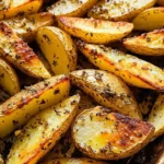 Baked Mustard Lemon Potatoes seasoned with garlic and oregano