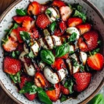 Balsamic Strawberry Caprese salad with fresh strawberries and mozzarella
