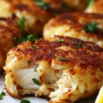 Delicious Baltimore-style crab cakes garnished with herbs and served on a plate