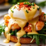 Delicious Bay Lobster Eggs Benedict with Cajun Hollandaise sauce