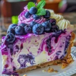 Blueberry Lemon Swirl Cheesecake with vibrant fruit topping