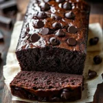 Decadent brownie bread loaf with chocolate chips and a rich texture.