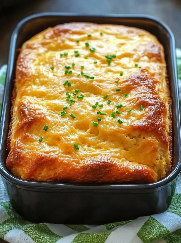 Delicious homemade cheddar cheese quick bread, freshly baked and golden brown.