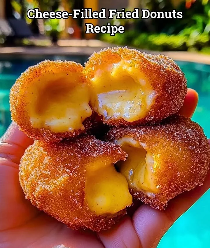 Delicious cheese-filled fried donuts fresh out of the fryer
