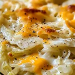 Cheesy cabbage casserole baked to perfection with layers of flavor