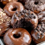 Decadent chocolate donuts with a rich glaze and sprinkles