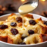 Classic New Orleans Bread Pudding with caramel sauce and whipped cream