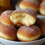 Condensed milk and cinnamon doughnut puffs, also known as milk tart bombs