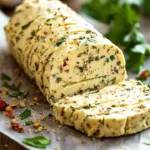 Cowboy Butter Compound Roll served with fresh vegetables and bread