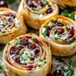 Cranberry Feta Tortilla Pinwheels ready to serve as a delicious appetizer.
