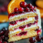 Cranberry Orange Drip Cake with vibrant orange and cranberry frosting.