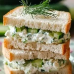 Creamy cucumber tea sandwiches on a platter for afternoon tea.