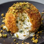 Crispy Burrata Bomb featuring whipped goat cheese and herb filling.