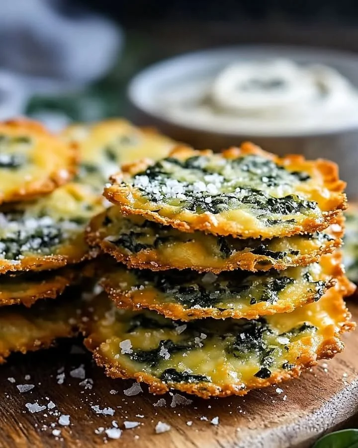 A plate of crispy cheesy spinach bites ready to be served
