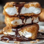 Deep-fried s'mores with chocolate and marshmallows, crispy and delicious treat