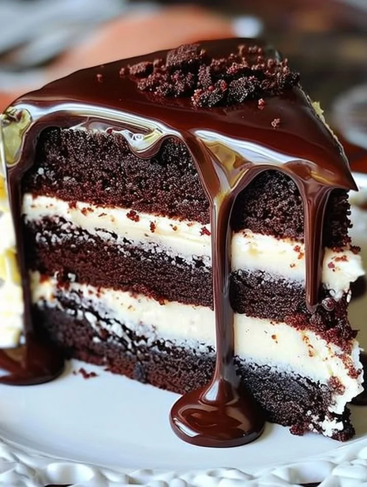 Delicious Ding Dong Cake with layers of chocolate and creamy filling
