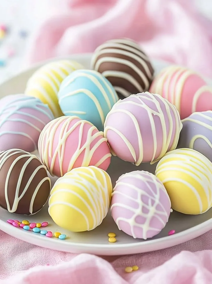 Colorful Easter Egg Oreo cookie balls for a festive holiday treat