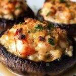 Delicious lobster-stuffed Portobello mushrooms baked to perfection.