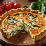 Elegant Ricotta and Spinach Quiche ready to serve with a fresh salad
