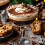 Espresso Tiramisu Mocktail served in a stylish glass with coffee beans garnish