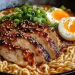 Fiery chicken ramen served with creamy garlic sauce in a bowl
