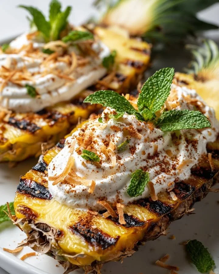 Fire & Chill Pineapple Boats filled with fruit and spices for a delicious summer treat.