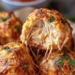 Garlic Butter Chicken Parmesan Bombs served on a plate garnished with herbs