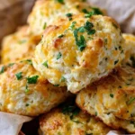 Freshly baked golden Cheddar Bay Biscuits with garlic herb butter on a plate.