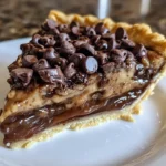 Gooey chocolate chip pie with melted chocolate chunks and a golden crust