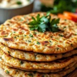 High-protein lentil flatbread fresh out of the oven, ready to serve.