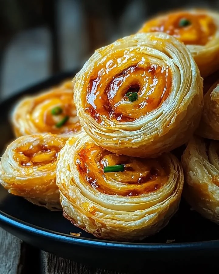 Delicious pepper jelly pinwheels served on a platter for appetizers.