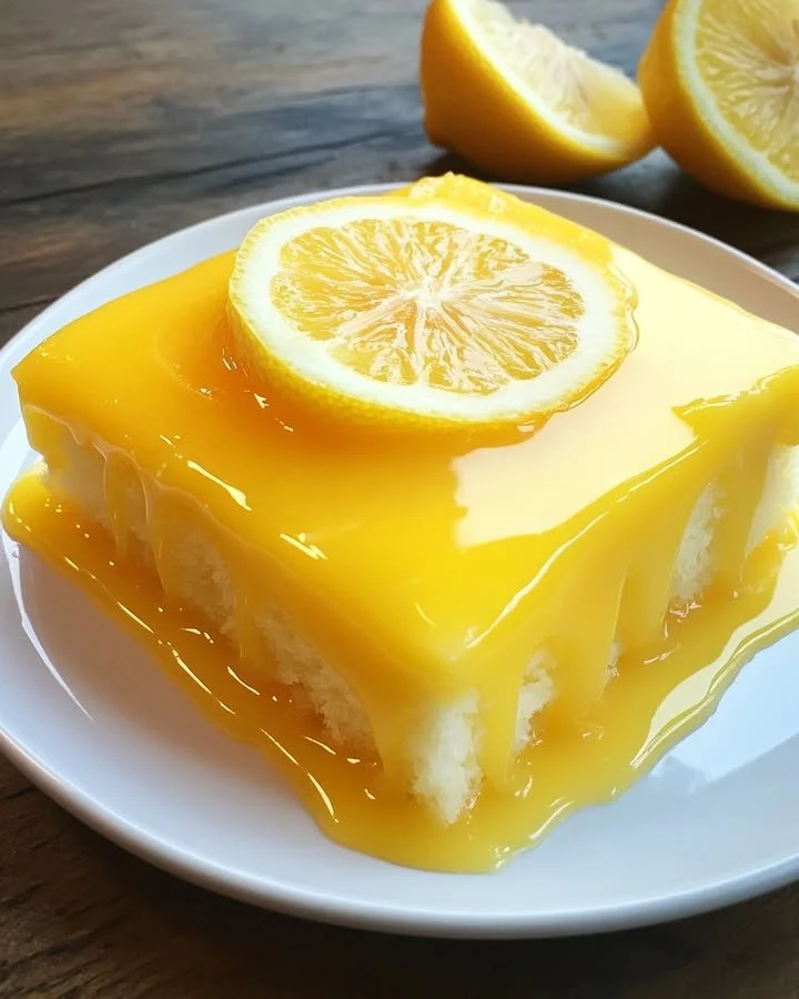 Lemon Sunshine Glaze Cake with a vibrant lemon glaze topping