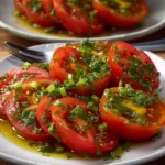 Delicious Magic Tomato Salad topped with Zesty Herb Dressing