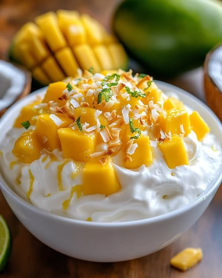 Delicious Mango Coconut Cream dessert with tropical flavors