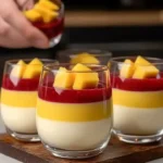 Delicious and creamy Mango Panna Cotta dessert served in elegant bowls