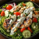 Delicious Tzatziki Chicken Salad with fresh ingredients and creamy dressing