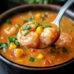 Creamy New Orleans shrimp and corn bisque served in a bowl