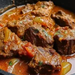 Delicious Nigerian beef stew with rich spices and tender meat served in a bowl.