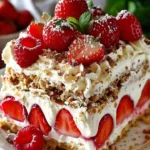 No Bake Berry Cheesecake Lasagna with fresh berries and creamy layers