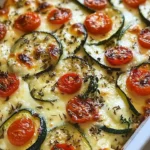 Delicious oven baked zucchini with melted cheese on top