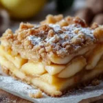 Polish Apple Cake (Szarlotka) served on a plate with fresh apples