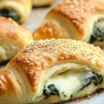 Savory spinach cheese rolls in crescent dough on a platter