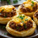 Sloppy Joe Puff Pastry Nests with ground beef and cheese filling