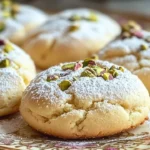 Delicious soft ricotta pistachio pillow cookies on a plate