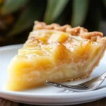 Delicious Southern Pineapple Pie served with a slice cut out